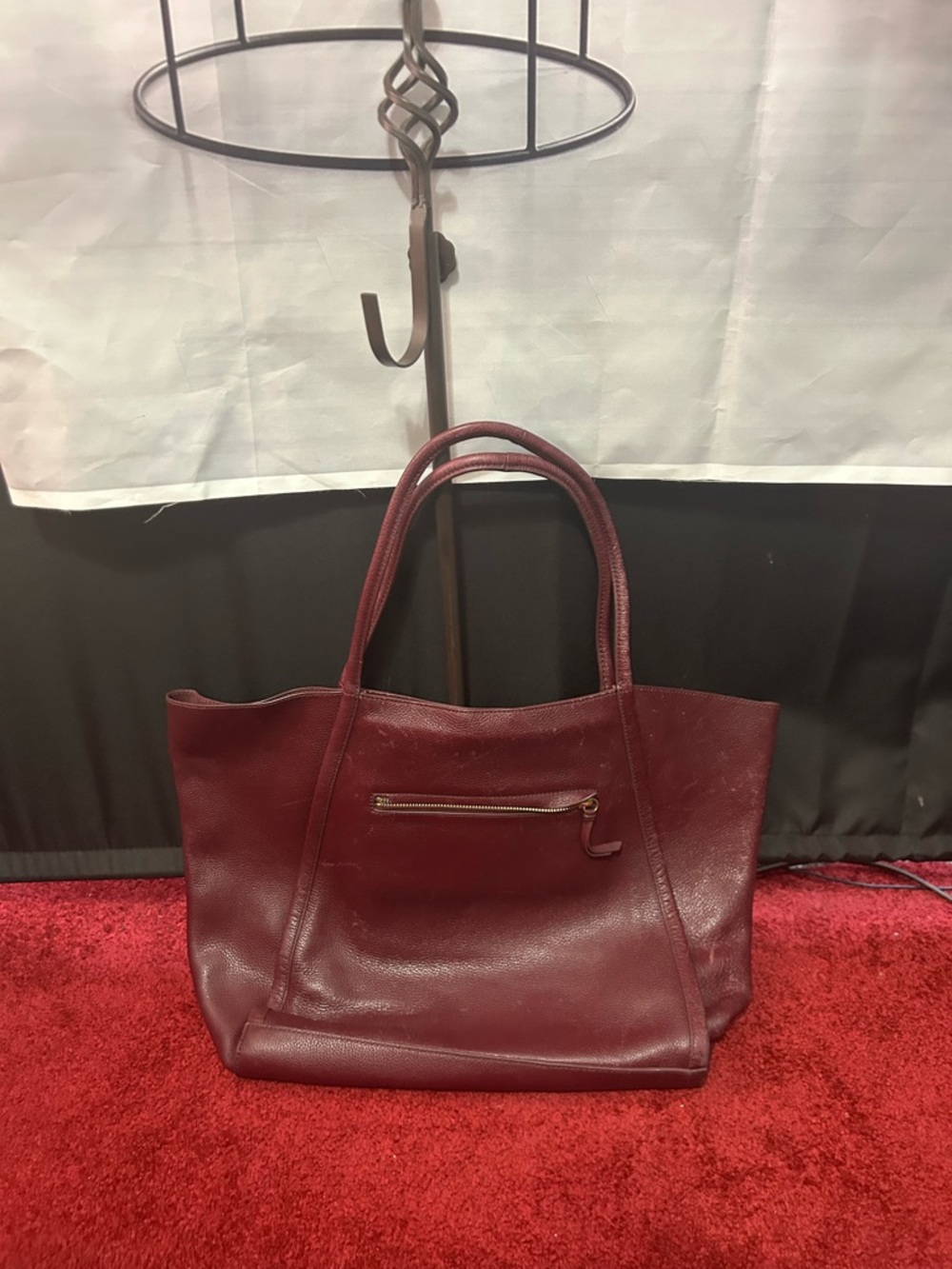 Nordstrom burgundy leather bag inside